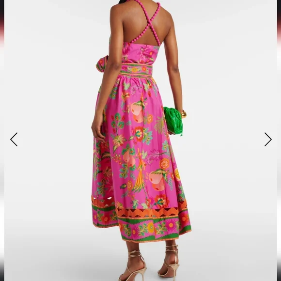 FARM Rio Vibrant Pink Midi Dress with Orange Accents - Picture 4 of 14